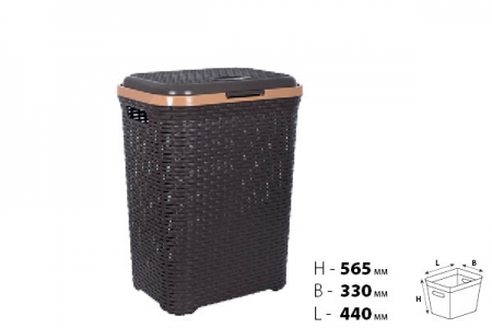 Кошик для білизни VIOLET HOUSE COFFEE Роттанг 56,5х33х44 см Коричневий (6481623)