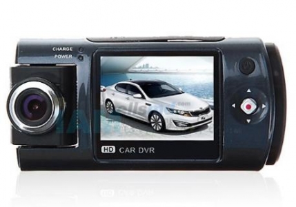 Автомобільний відеореєстратор Full HD DVR R280 із вбудованим РК-дисплеєм та поворотною камерою Silver