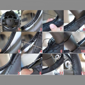 Оплетка чохол на кермо зі шкірозамінника, BTB 37-38см, сіра