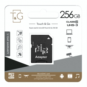 Карта пам'яті MicroSDXC 256GB UHS-I U3 Class 10 T&G; SD-adapter (TG-256GBSD10U3-01)