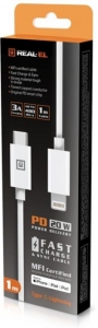 Кабель REAL-EL USB-C-Lightning 1m, White (4743304104680)