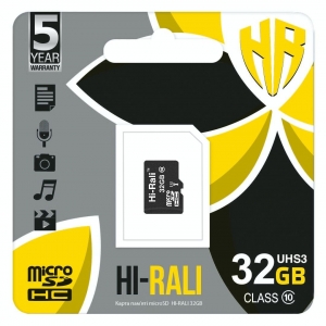 Карта пам'яті MicroSDHC 32GB UHS-I U3 Class 10 Hi-Rali (HI-32GBSD10U3-00)