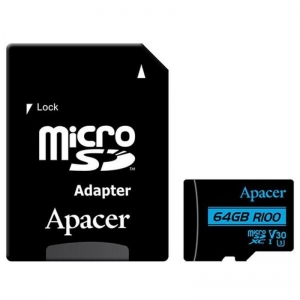 Карта пам'яті MicroSDXC 64GB UHS-I/U3 Class 10 Apacer + SD adapter (AP64GMCSX10U7-R)