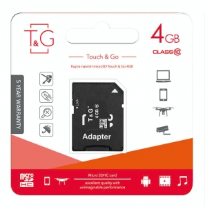 Карта пам'яті MicroSDHC 4GB Class 10 T&G; SD-adapter (TG-4GBSDCL10-01)