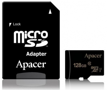Карта пам'яті MicroSDXC 128GB UHS-I Class 10 Apacer + SD adapter (AP128GMCSX10U1-R)