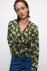 Жіноча блуза Zara M чорний квіти 8004155330