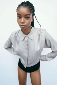 Жіноча блуза Zara M сірий 3067417811