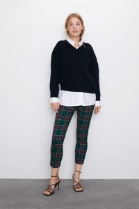 Жіночі штани Zara XL зелений клітина 1608427500