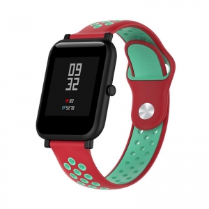 Ремінець MiJobs Xiaomi AmazFit Bip Червоно-зелений (AMZBPSILNIKE-RG)