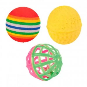 Набір м'ячиків для кішок Trixie 4 см 3 шт Різнокольоровий (4011905041322)
