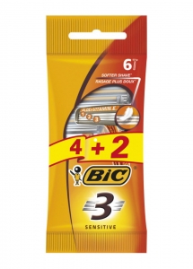 Набір бритв без змінних картриджів BIC sensitive 3 4 + 2 шт (3086126693279)