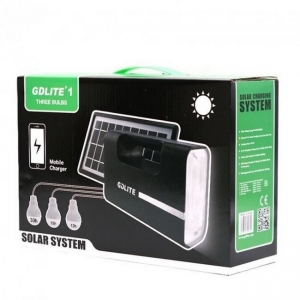 Зарядна станція GDLITE GD-1 + 3 лампи + сонячна панель 8418 Black